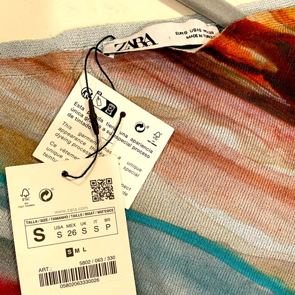 New Zara One Shoulder Body Con Tie Dye Maxi Dress - Picture 5 of 5